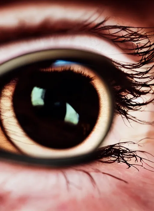 Prompt: portrait of a stunningly beautiful eye, broken lens