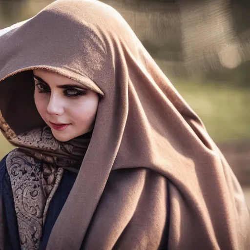 Prompt: anna forsterling and saul bromberger, yulia nevskaya, pulitzer, photorealistic, bokeh, 4 k, fine 5 k details, fine details, fine intricate, fine facial proportionate, fine body proportionate / woman wear burqa ride camel and handling gun