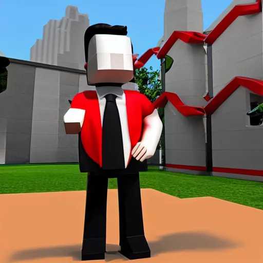 Image similar to elon musk as a roblox avatar