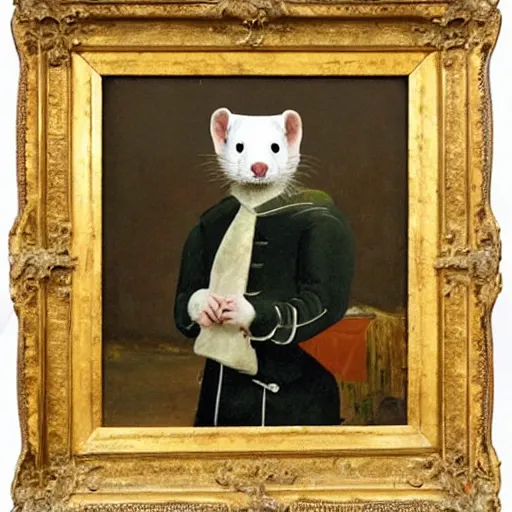 Image similar to Ferret in a general outfit, painted by Jan Willem Pieneman, Courageous, Bold,