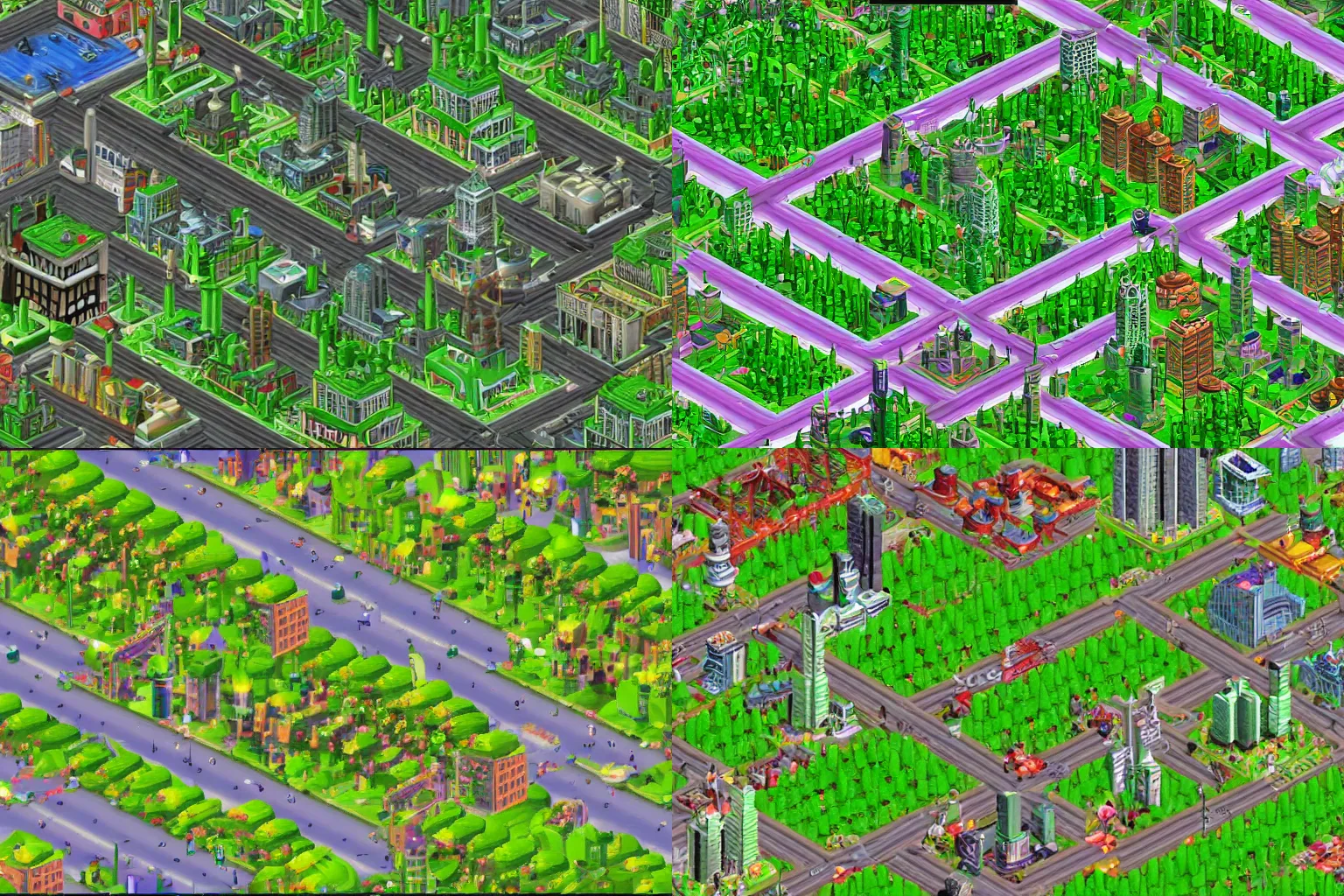 Prompt: green giant in city, sim city 2 0 0 0