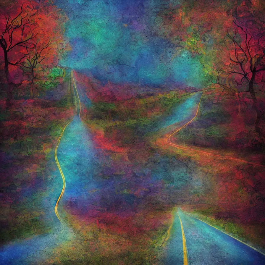 Prompt: artwork about the metaphorical road that clears all doubts from your mind