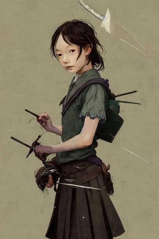 Image similar to miyazaki aoi as mathilda, school uniform, battle warrior, lord of the rings, tattoos, decorative ornaments, by carl spitzweg, ismail inceoglu, vdragan bibin, hans thoma, greg rutkowski, alexandros pyromallis, perfect face, fine details, realistic shading, photorealism