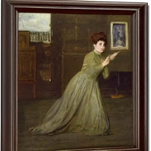 Image similar to actress rehearsing an action scene by alfred stevens