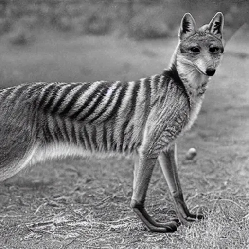 Image similar to plaroid photo of a thylacine