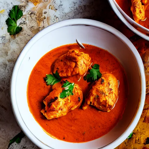 Prompt: high resolution photo of chicken tikka masala, michelin star, very tasty, food photography, instagram, trending