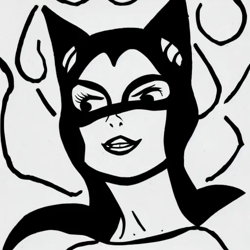 Image similar to portrait of catwoman doing funny faces