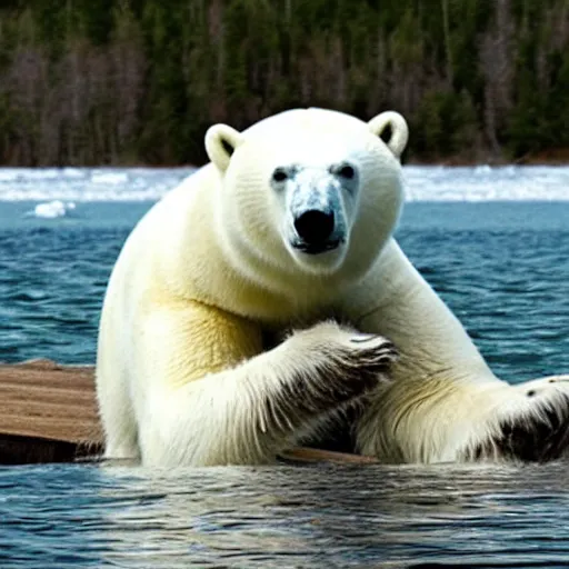 Image similar to polar bear drinking beer