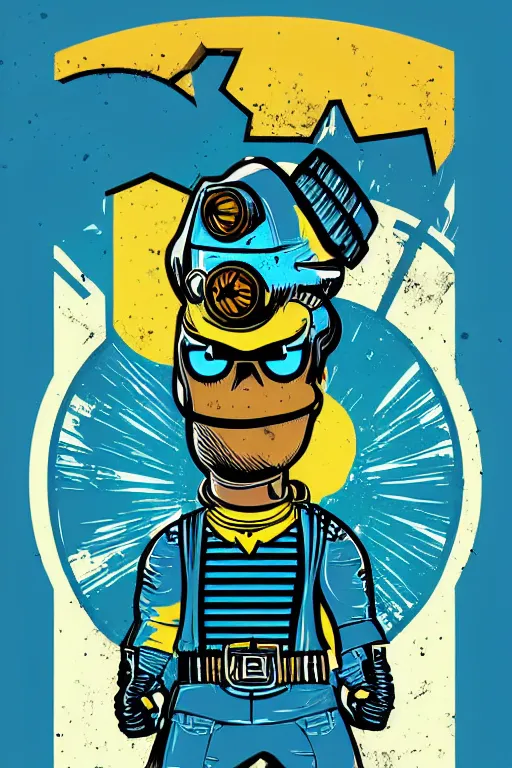 Image similar to fallout 7 6 retro futurist illustration art by butcher billy, sticker, colorful, illustration, highly detailed, simple, smooth and clean vector curves, no jagged lines, vector art, smooth andy warhol style