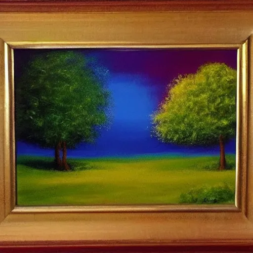 Image similar to ' a world at peace'- a painting by bob ross