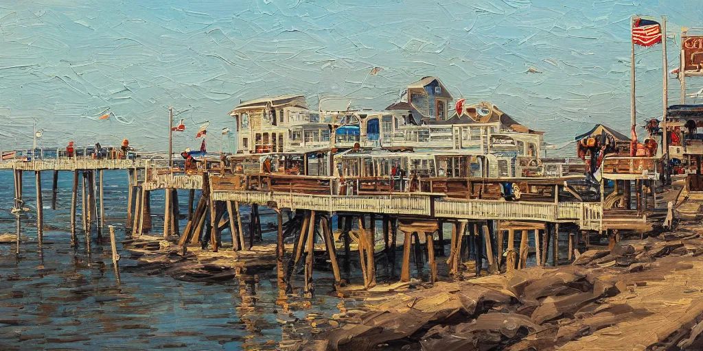 Prompt: beautiful painting of a new jersey boardwalk, intricate, detailed, trending on artstation