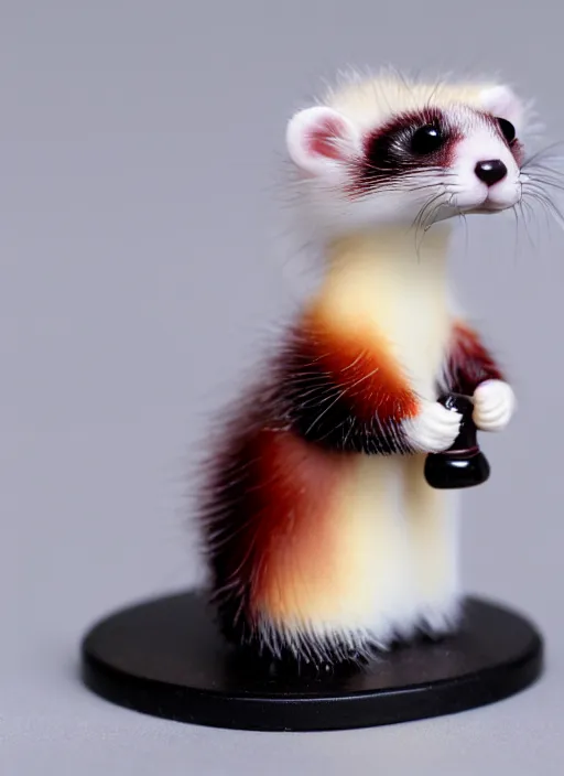 Image similar to 80mm resin detailed miniature of fluffy ferret, Product Introduction Photos, 4K, Full body, simple background