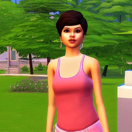 Prompt: Selena Gomez in The Sims 3