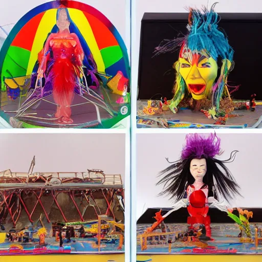 Image similar to bjork at burning man, activity play centre, stop motion vinyl action figure, plastic, toy, butcher billy style