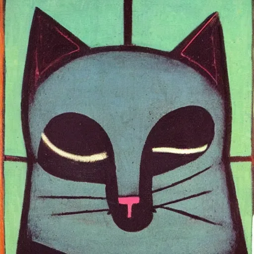 Prompt: cat by rufino tamayo