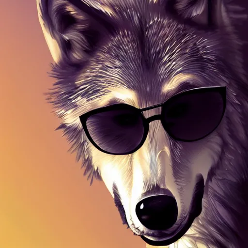 Prompt: Wolf wearing sunglasses, highly detailed, digital painting, artstation, smooth, sharp focus, illustration