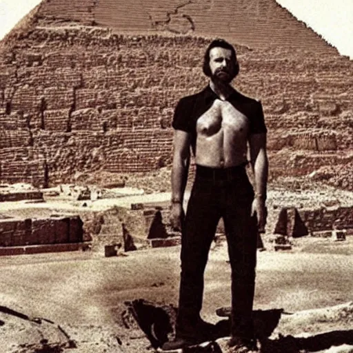 Image similar to tom of finland erecting of the pyramids in soviet russia