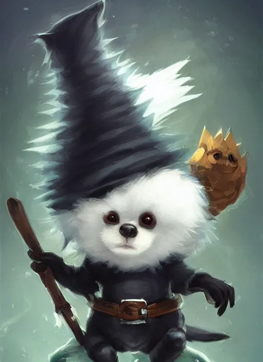 Prompt: cute little anthropomorphic skunk wizard wearing smoldereye (eyepatch), tiny, small, miniature animal, baby animal, short, pale black armor, cute and adorable, pretty, beautiful, DnD character art portrait, matte fantasy painting, DeviantArt Artstation, by Jason Felix by Steve Argyle by Tyler Jacobson by Peter Mohrbacher, cinematic lighting