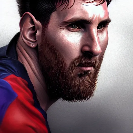 Prompt: messi as giga chad, d & d, fantasy, portrait, highly detailed, headshot, digital painting, trending on artstation, concept art, sharp focus, illustration, art by artgerm and greg rutkowski and magali villeneuve