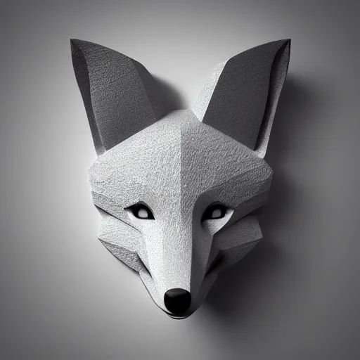 Image similar to an abstract, simplified icon depicting a fox's head, white background, elegant, award-winning, clever, render, blender, 3d, high quality, app, ios