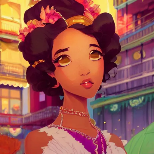 Prompt: portrait of princess tiana, 1920's new orleans background, rich vivid colors, ambient lighting, dynamic lighting, 4k, official media, anime key visual, makoto shinkai, ilya kuvshinov, lois van baarle, rossdraws, detailed, trending on artstation