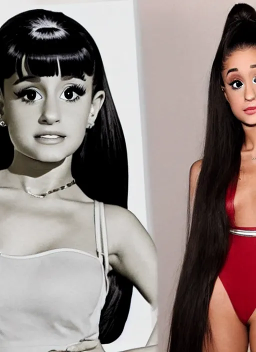 Image similar to Ariana Grande as a cute character from a pulp fiction 1970s