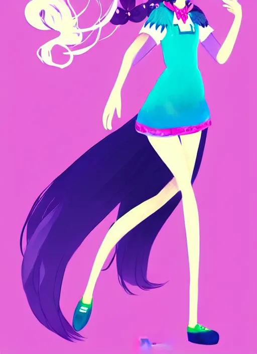 Image similar to female character inspired by 9 0's fashion and by madeline from celeste, art by rossdraws