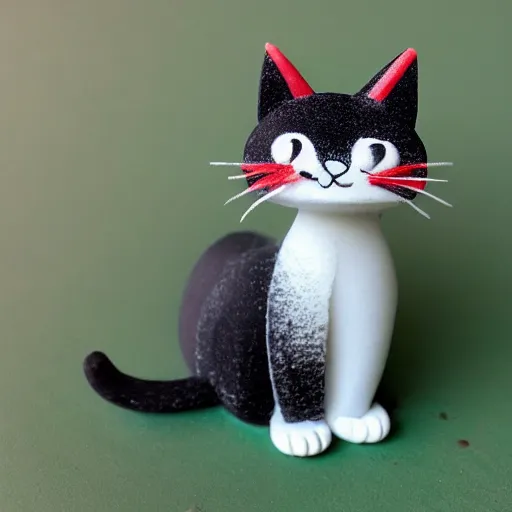 Prompt: a cute cat made of plasticine