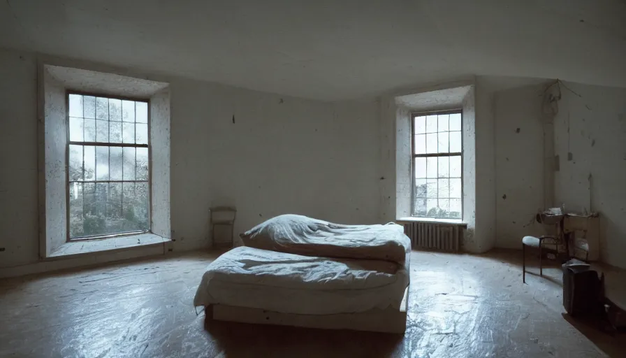 Prompt: interior of a bedroom in 1 9 9 9 stretching into infinite, liminal space, atmospheric, the backrooms, scp