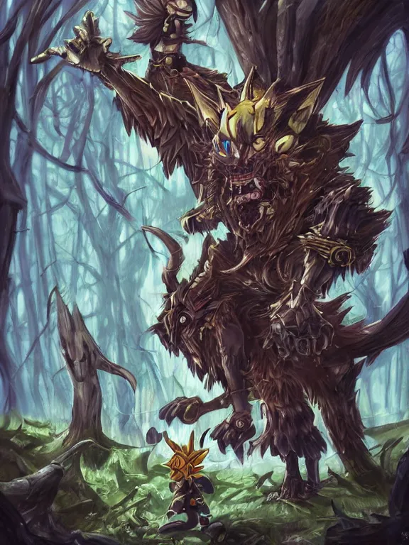 Image similar to kingdom hearts beast in the woods, highly detailed, digital art, sharp focus, trending on art station, warhammer 4 0 k fantasy,