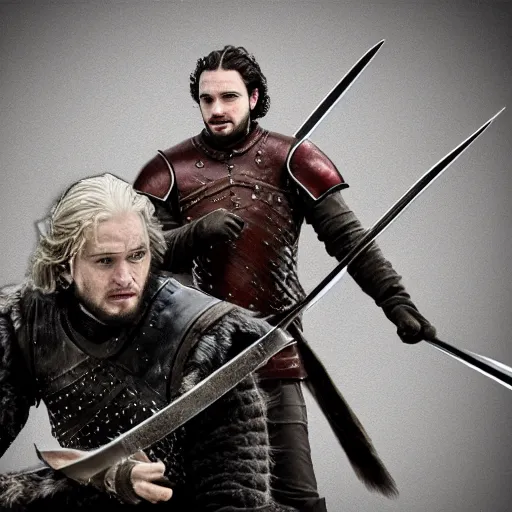 Image similar to john snow stabbing cercei lannister with longclaw, game of thrones, realistic