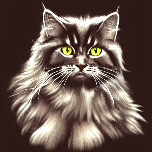 Image similar to Detailed Siberian cat by candles, digital art