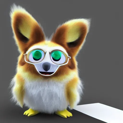 Prompt: a furby corgi, 3 d render, concept art