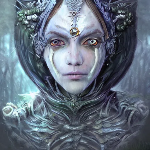 Prompt: a highly detailed portrait of a humanoid fantasy creature in a fantasy forest concept art
