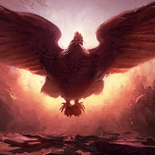 Image similar to chicken/hawk, magic the gathering artwork, D&D, fantasy, cinematic lighting, centered, symmetrical, highly detailed, digital painting, artstation, concept art, smooth, sharp focus, illustration, volumetric lighting, epic Composition, 8k, art by Akihiko Yoshida and Greg Rutkowski and Craig Mullins, oil painting, cgsociety