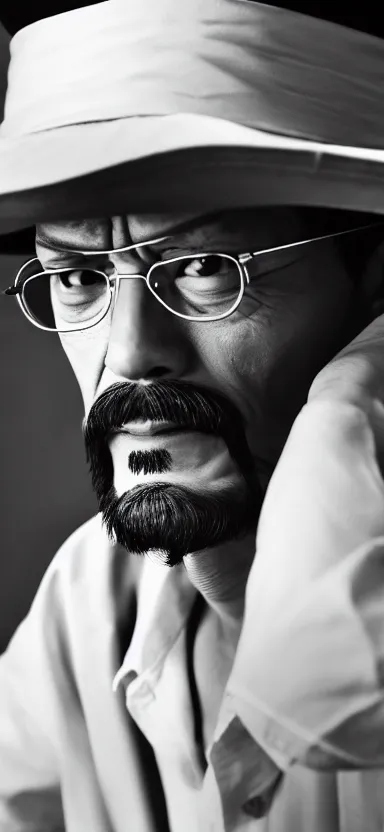 Image similar to a portrait photo of luffy as walter white, side shot, by professional photographer, 8 k resolution, high quality