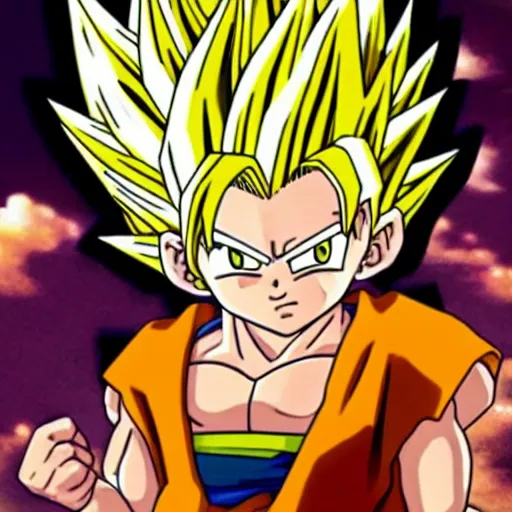 Image similar to goten going super saiyan