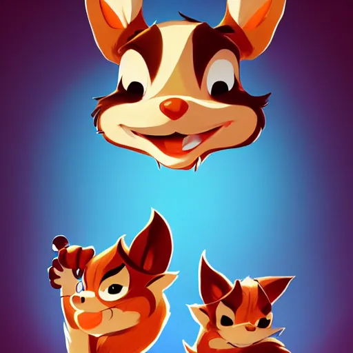 Image similar to face icon stylized minimalist chip'n dale : rescue rangers, loftis, cory behance hd by jesper ejsing, by rhads, makoto shinkai and lois van baarle, ilya kuvshinov, rossdraws global illumination