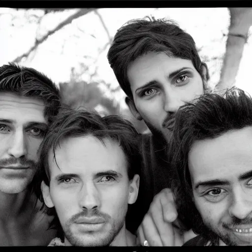 Image similar to selfie, 5 men, highly detailed face, 3 5 mm photograph