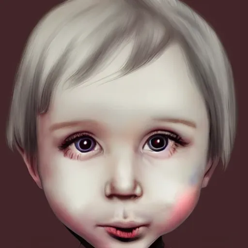 Image similar to super cute baby Marylin Manson, kawaii realistic portrait, by isabelle staub, by RossDraws, trending on artstation