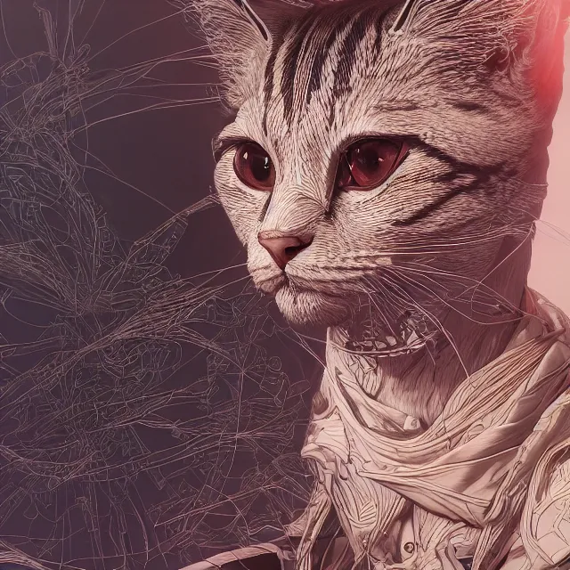 Image similar to the portrait of neutral good colorful cat, elegant, skinny gravure idol, an ultrafine hyperdetailed illustration by kim jung gi, irakli nadar, intricate linework, sharp focus, bright colors, octopath traveler, final fantasy, unreal engine 5 highly rendered, global illumination, radiant light, detailed and intricate environment