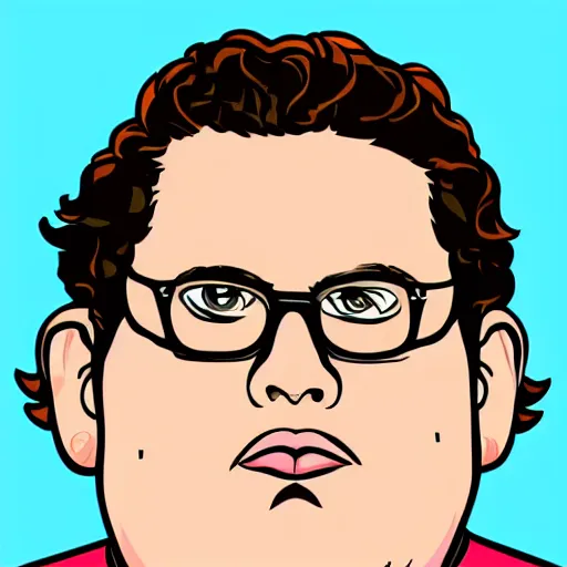 Prompt: jonah - hill / andy milonakis & clark duke hybrid, vector, svg sticker art