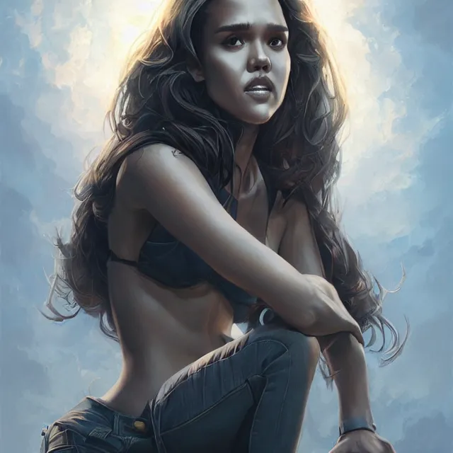 Image similar to the thing jessica alba john carpenter by stanley artgerm lau, wlop, rossdraws, frank frazetta, andrei riabovitchev, marc simonetti