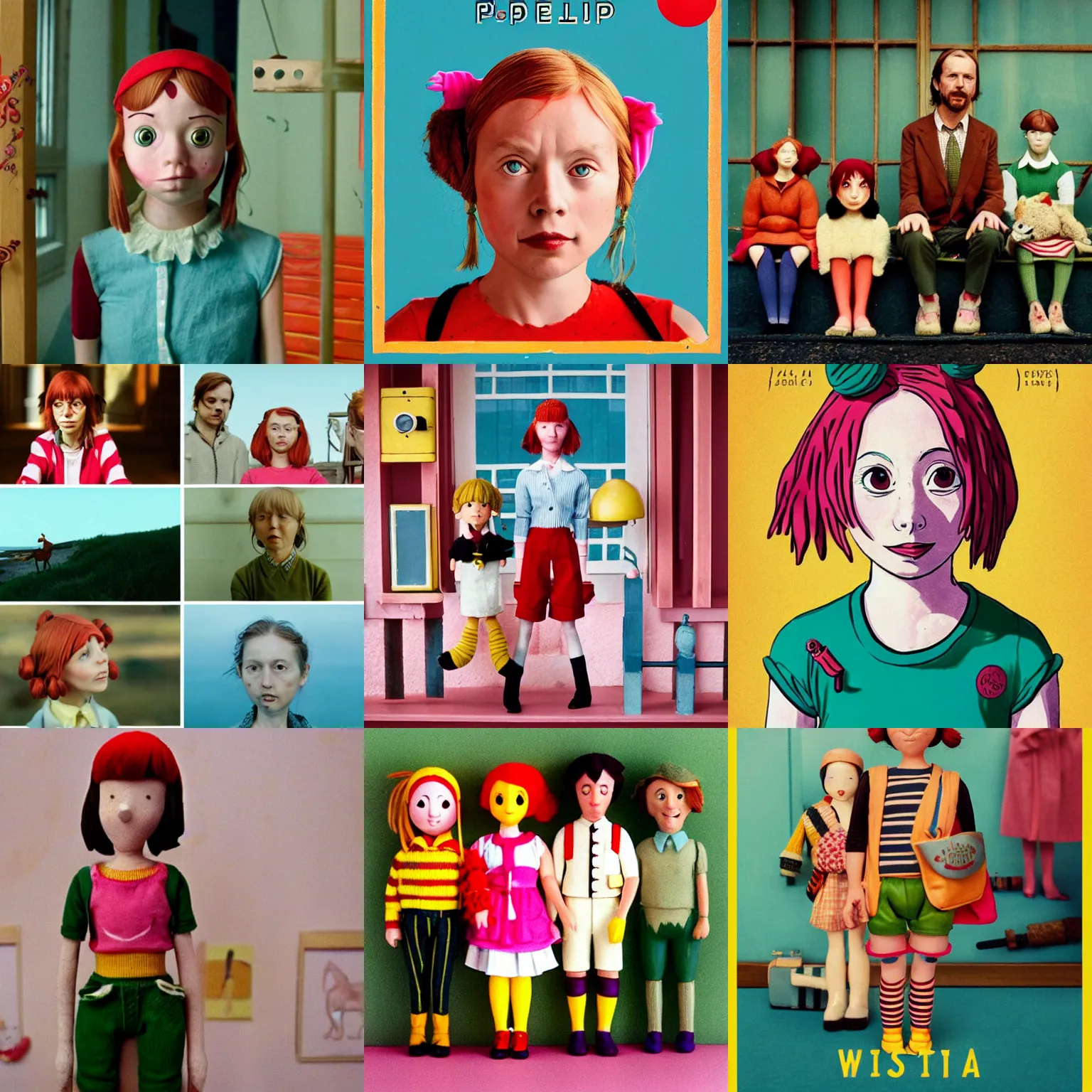 Prompt: pippi in the style of wes anderson