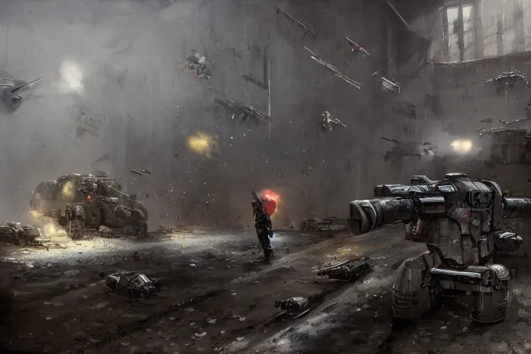 Image similar to Soviet heavy armed liquidator fights against mutant in industrial tunnels by jakub Różalski