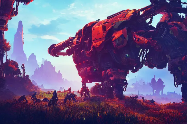 Image similar to scorcher machine mecanical creature robot of horizon forbidden west horizon zero dawn bioluminiscence global illumination ray tracing hdr fanart arstation by ian pesty and alena aenami artworks in 4 k