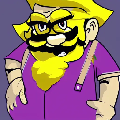 Image similar to Wario in style of bats over barstow