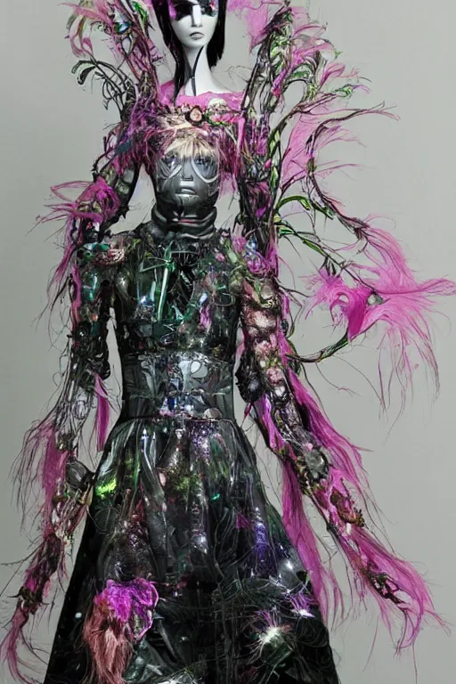 Image similar to scifi ethereal forestfolk cybernetic fairy valentino fashion, cinematic