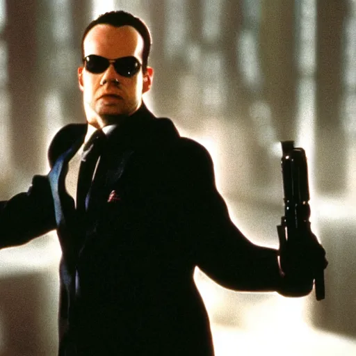 Prompt: agent smith protecting the matrix from being decoded