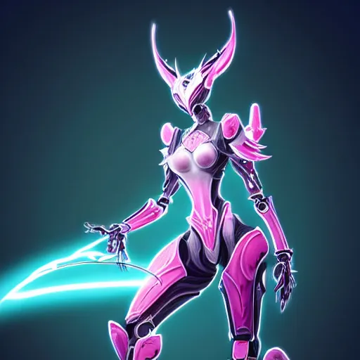 Image similar to highly detailed exquisite fanart, of a beautiful female warframe, but as an anthropomorphic robot dragon, standing elegantly, shining reflective off-white plated armor, bright Fuchsia skin, sharp claws, rear back shot, epic cinematic shot, realistic, professional digital art, high end digital art, DeviantArt, artstation, Furaffinity, 8k HD render, epic lighting, depth of field